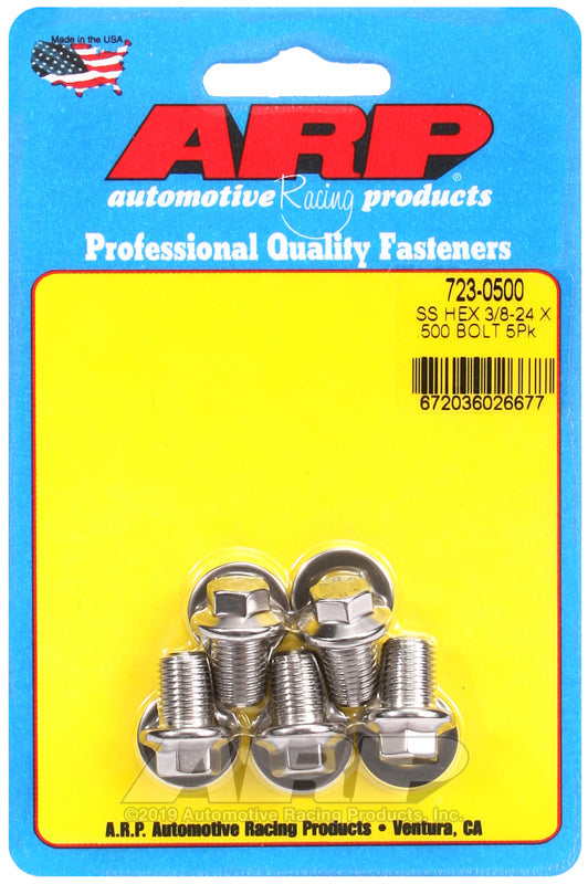 3/8-24 X 0.500 SS 3/8 HEX 5PK