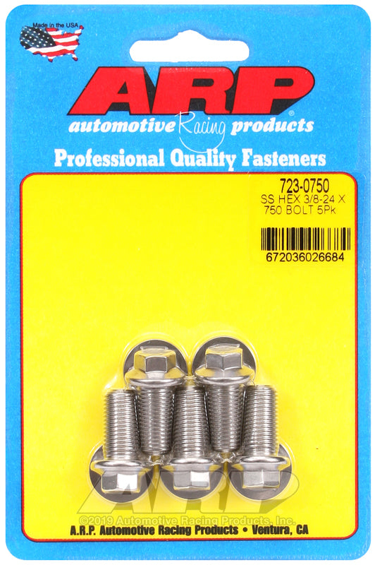 3/8-24 X 0.750 SS 3/8 HEX 5PK