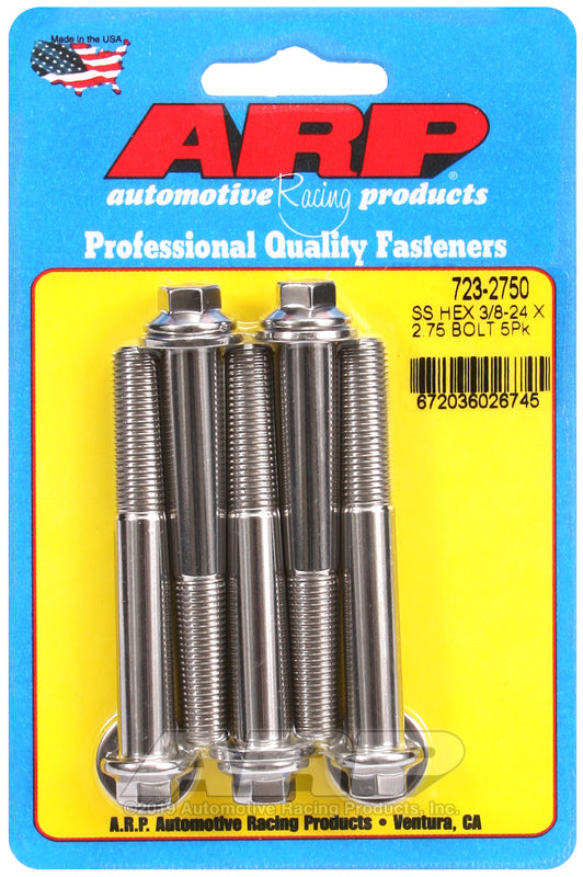 3/8-24 X 2.750 SS 3/8 HEX 5PK