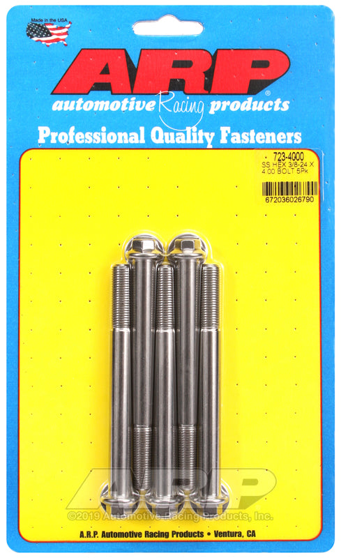 3/8-24 X 4.000 SS 3/8 HEX 5PK