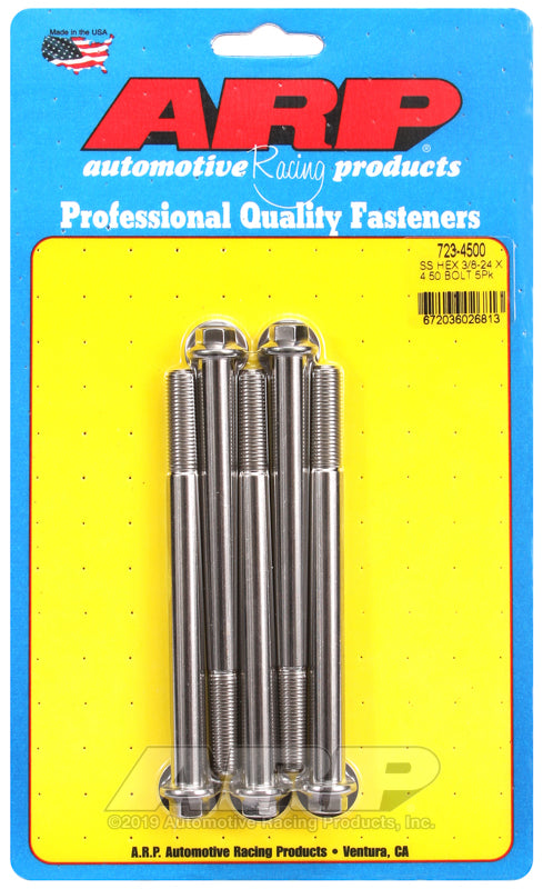 3/8-24 X 4.500 SS 3/8 HEX 5PK