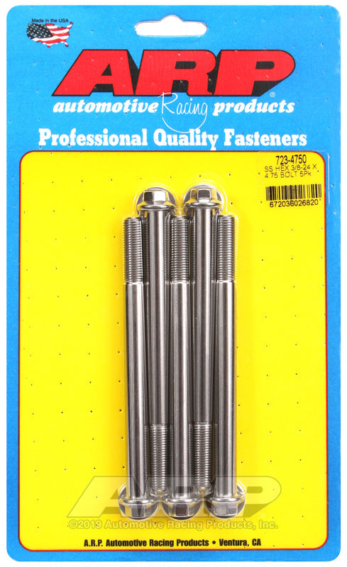 3/8-24 X 4.750 SS 3/8 HEX 5PK