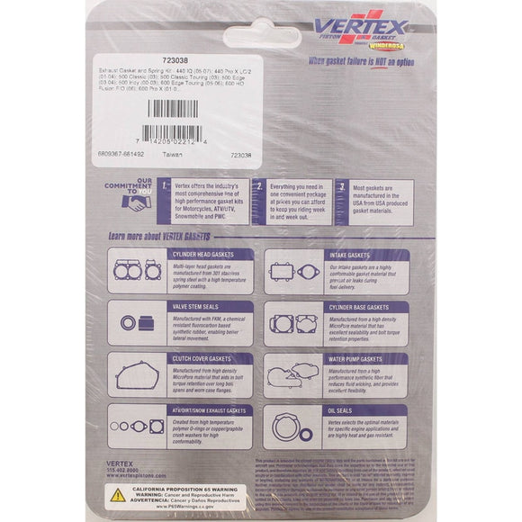 Vertex Gaskets 05-07 Polaris 440 IQ / Euro Exhaust Gasket Kit