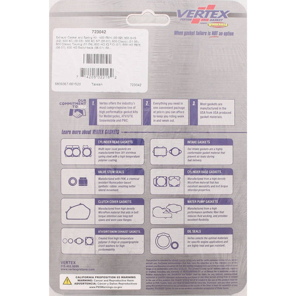 Vertex Gaskets 00-02 Polaris 500 RMK Exhaust Gasket Kit