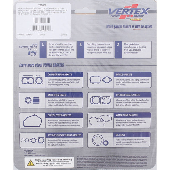 Vertex Gaskets 06-07 Ski-Doo MX Z 440 Racing LC Exhaust Gasket Kit