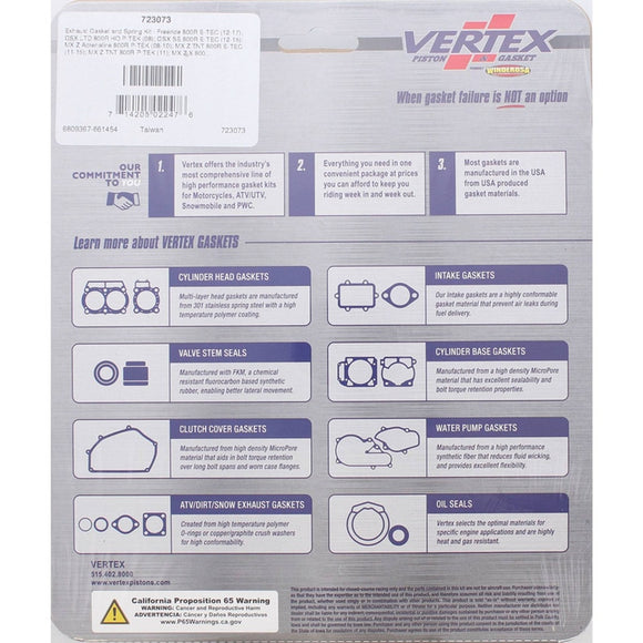 Vertex Gaskets 12-17 Ski-Doo Freeride 800R ETEC Exhaust Gasket Kit