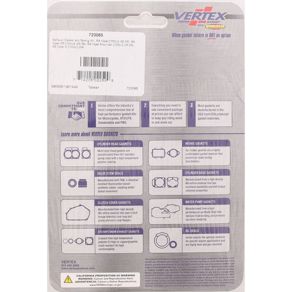 Vertex Gaskets 02-03 Yamaha SX Viper 700 Exhaust Gasket Kit