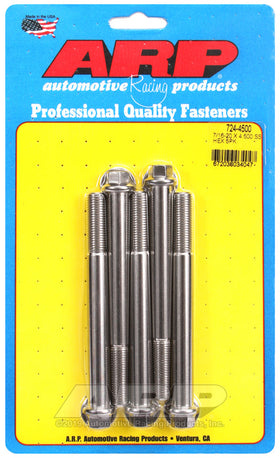 7/16-20 X 4.500 SS HEX 5PK
