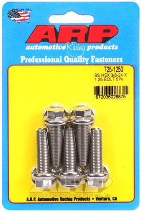 3/8-24 X 1.250 SS HEX 5PK
