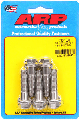 ARP 3/8 in.-24 RH Thread, 1.500 in Hex Head SS 300 Bolts - Set of 5