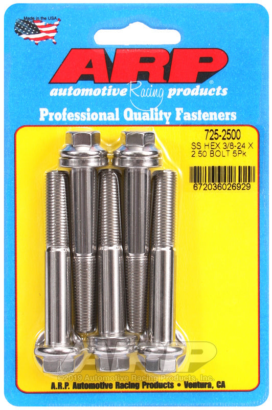 ARP 3/8-24 x 2.500 7/16in Hex Sainless Steel Wrenching Bolts (Pack of 5)