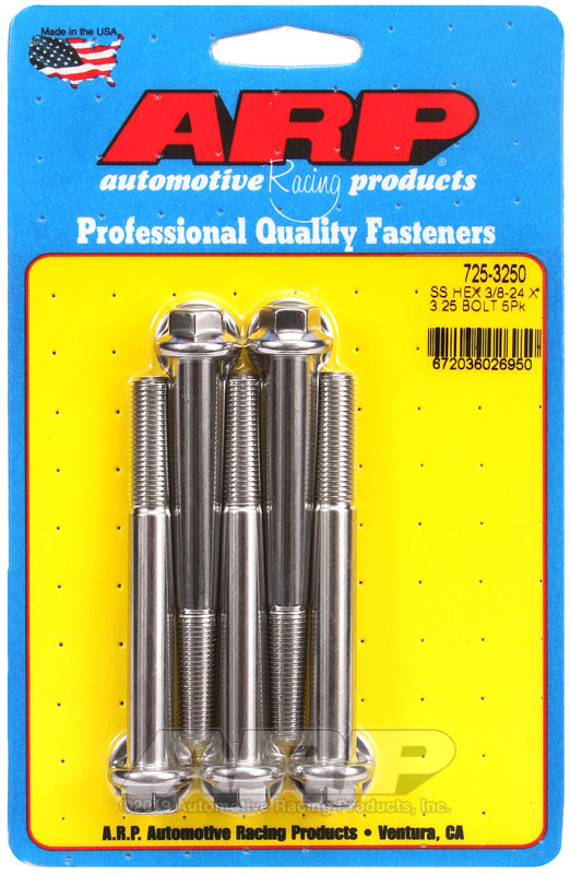 3/8-24 X 3.250 SS HEX 5PK