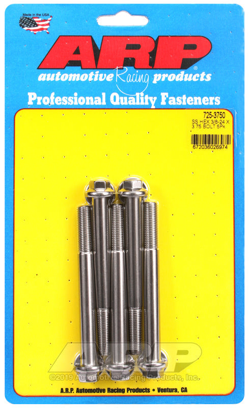 3/8-24 X 3.750 SS HEX 5PK