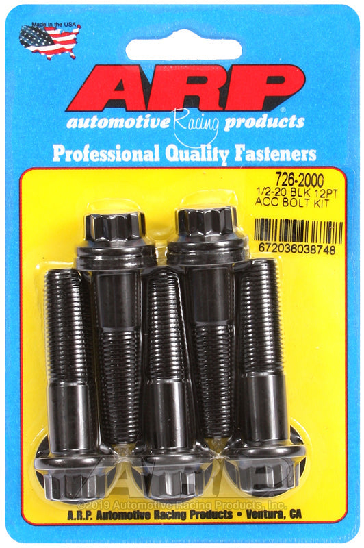 ARP 1/2-20 x 2.000 12pt Hex Black Oxide Bolts (5/pkg)
