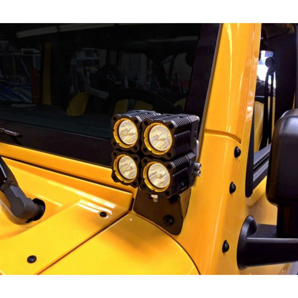 KC HiLiTES 07-18 Jeep JK A-Pillar Windshield Light Mount Bracket Set (Pair) - Black