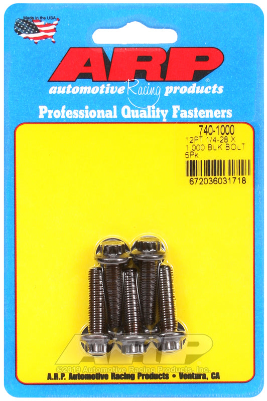 ARP 1/4-28 X 1.000in UHL 12pt Black Hex Nut Kit (5/PKG)