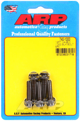 ARP 1/4-28 X 1.000in UHL 12pt Black Hex Nut Kit (5/PKG)