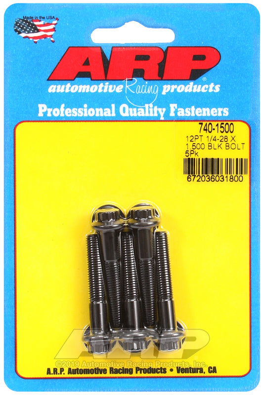 ARP 1/4-28 X 1.500in UHL 12pt Black Hex Nut Kit (5/PKG)