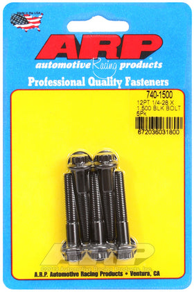 ARP 1/4-28 X 1.500in UHL 12pt Black Hex Nut Kit (5/PKG)