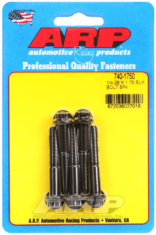 1/4-28 X 1.750 BLK 12PT 5PK
