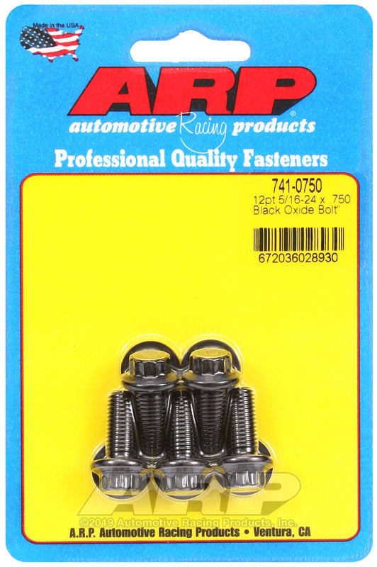 ARP 5/16 Inch -24x.750 12pt Black Oxide Bolts (5/pkg)