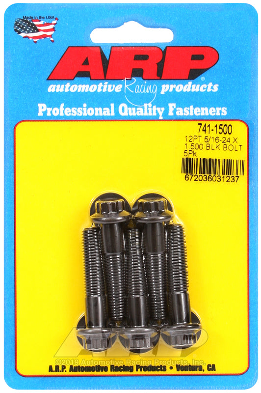 ARP 5/16 in.-24 RH Thread, 1.500 in 12 Point Bolts- Set of 5