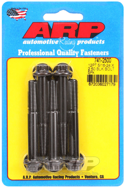 ARP 5/16in - 24 x 2.500in 12pt Black Oxide Bolts (5/pkg)