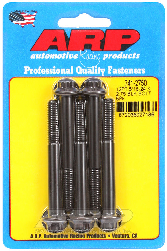ARP 5/16in - 24 x 2.750in 12pt Black Oxide Bolts (5/pkg)