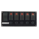 Moroso Rocker Switch Panel - Flat Surface Mount - LED - 3.3888in x 8in - Five On/Off Switches-1
