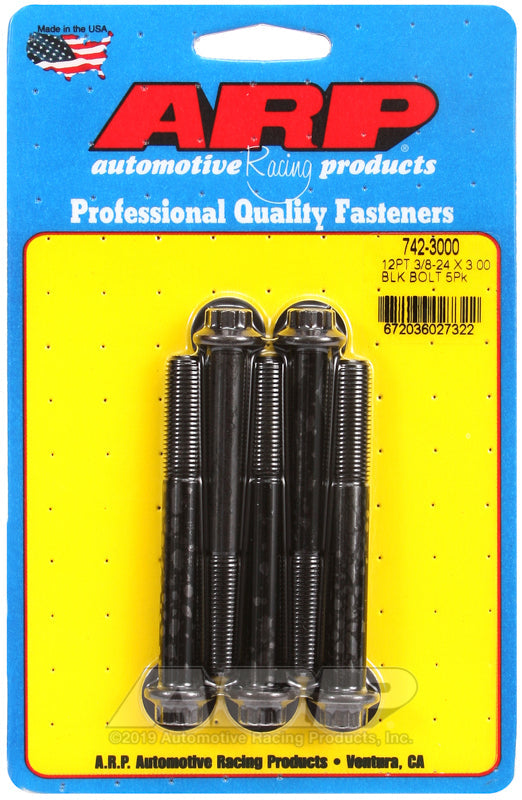 ARP 3/8-24 x 3 12pt Black Oxide Bolts (5/pkg)