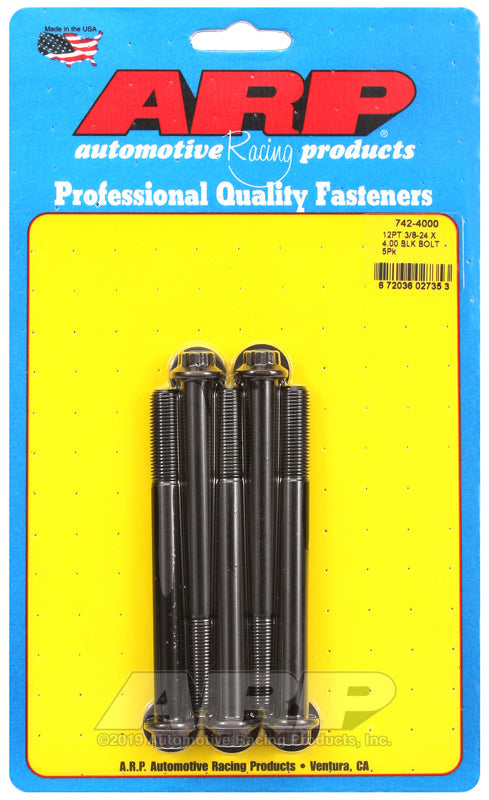 ARP 3/8-24 x 4.000 12pt Black Oxide Bolts (Qty 5)