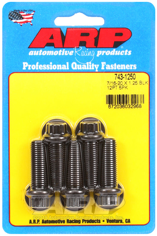 ARP 7/16 Inch - 20 x 1.250 12pt Black Oxide Bolts (5/pkg)