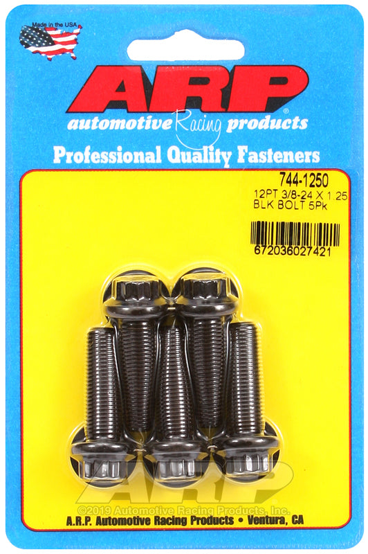 ARP 3/8-24 X 1.250in UHL 12pt Black Hex Nut Kit (5/PKG)