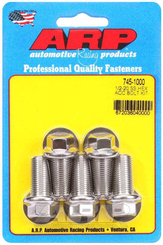1/2-20 X 1.000 SS HEX 5PK