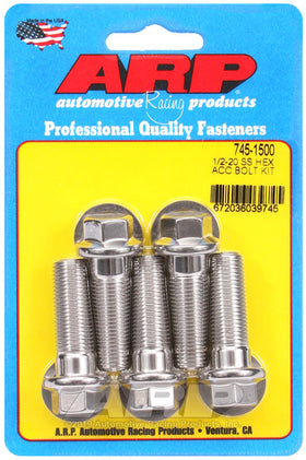 1/2-20 X 1.500 SS HEX 5PK