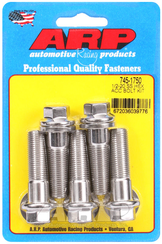 1/2-20 X 1.750 SS HEX 5PK
