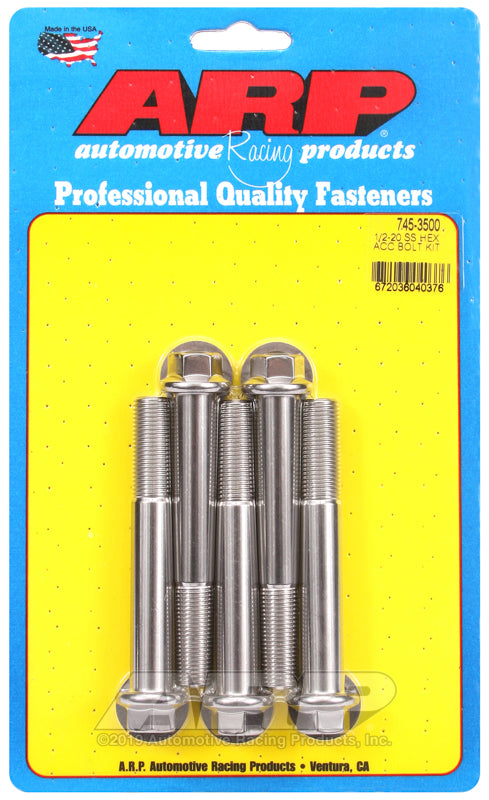 1/2-20 X 3.500 SS HEX 5PK
