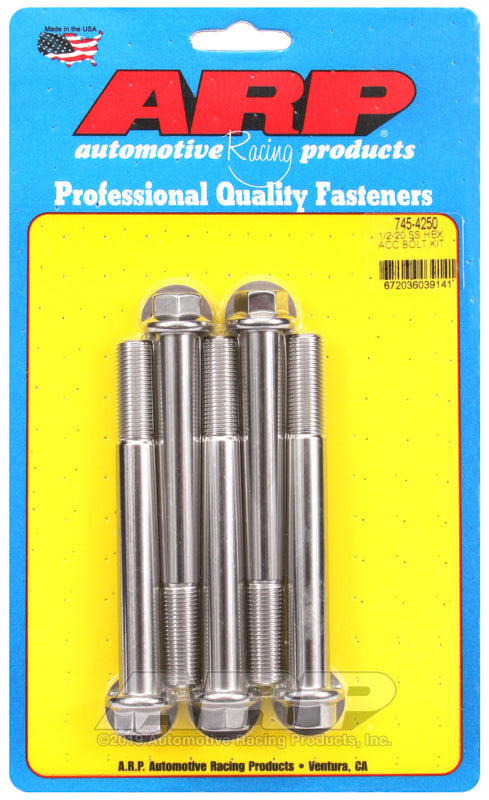 1/2-20 X 4.250 SS HEX 5PK