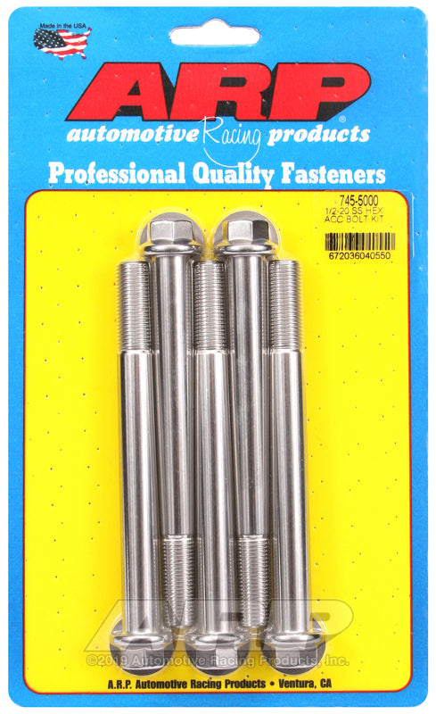 1/2-20 X 5.000 SS HEX 5PK