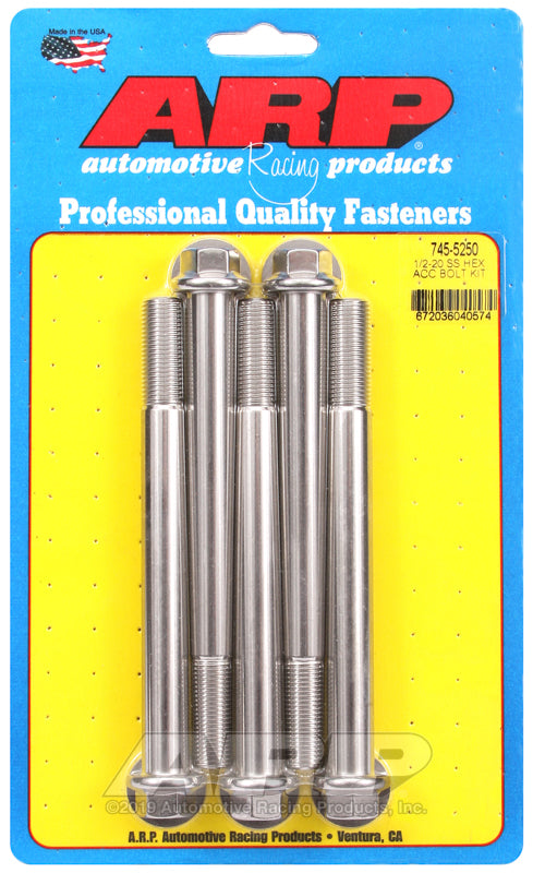 1/2-20 X 5.250 SS HEX 5PK