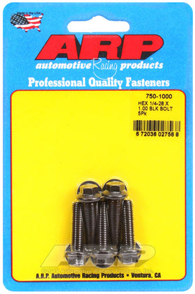 ARP 1/4-28 x 1.000 Hex Black Oxide Bolts (5/pkg)