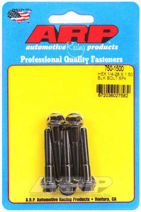 1/4-28 X 1.500 BLK HEX 5PK