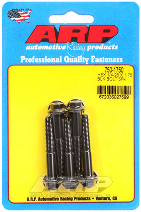 1/4-28 X 1.750 BLK HEX 5PK