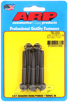 1/4-28 X 2.000 BLK HEX 5PK