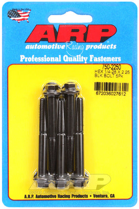 1/4-28 X 2.250 BLK HEX 5PK