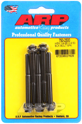 1/4-28 X 2.500 BLK HEX 5PK