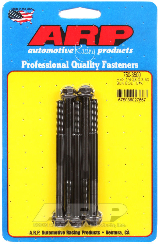 1/4-28 X 3.500 BLK HEX 5PK