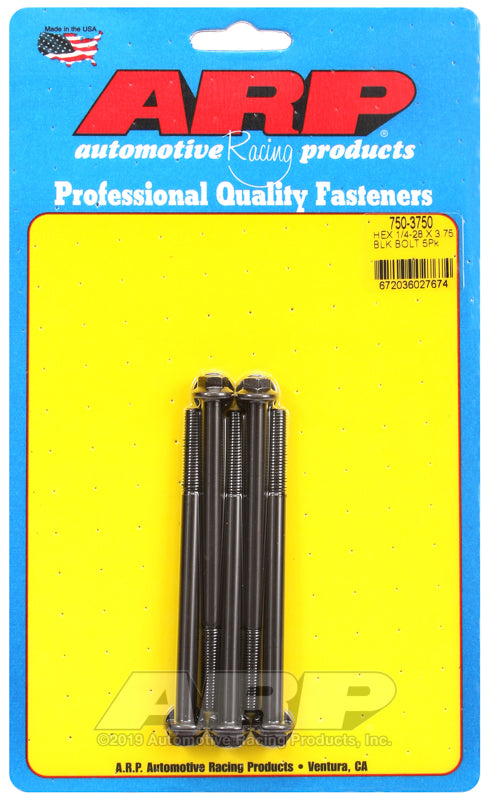 1/4-28 X 3.750 BLK HEX 5PK