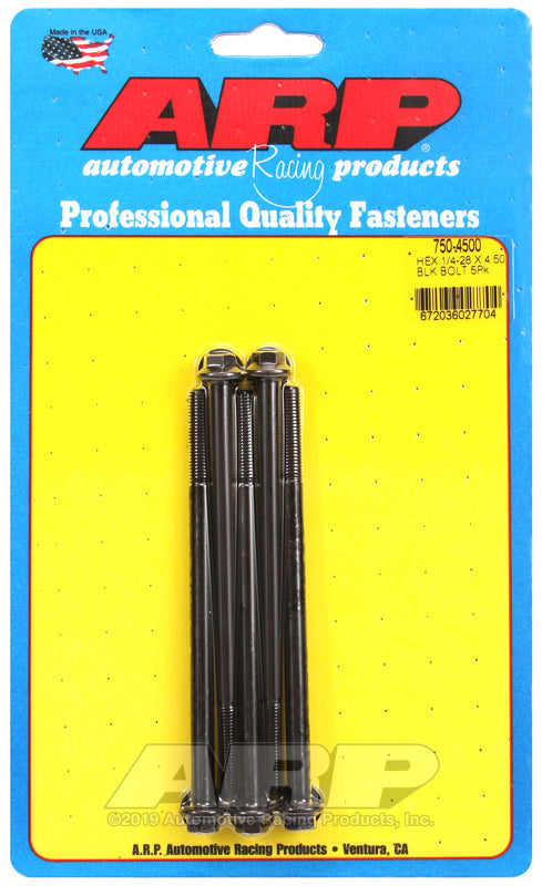 1/4-28 X 4.500 BLK HEX 5PK