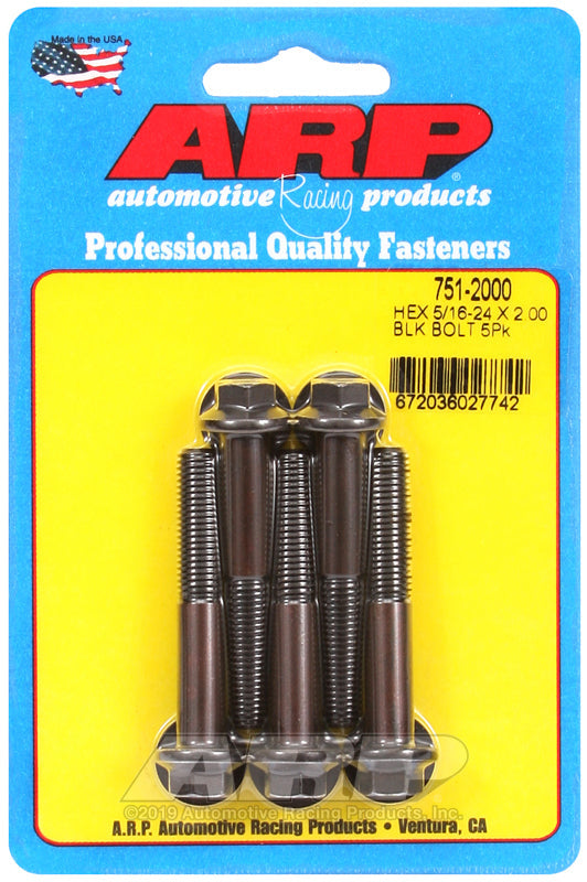5/16-24 X 2.000 BLK HEX 5PK